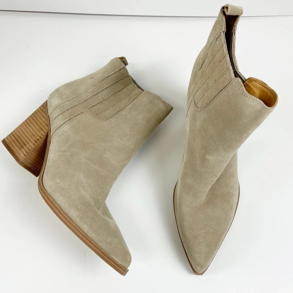 NEW Marc Fisher Oshay Pointed Toe Booties Tan Heels Womens Size US 11 M